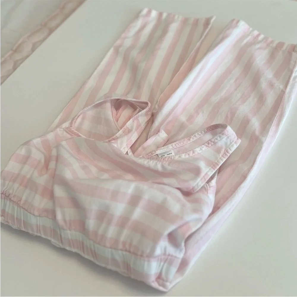 Carter's Light Pink and White Striped Jumpsuit with Tie Back Bow Girls 4T